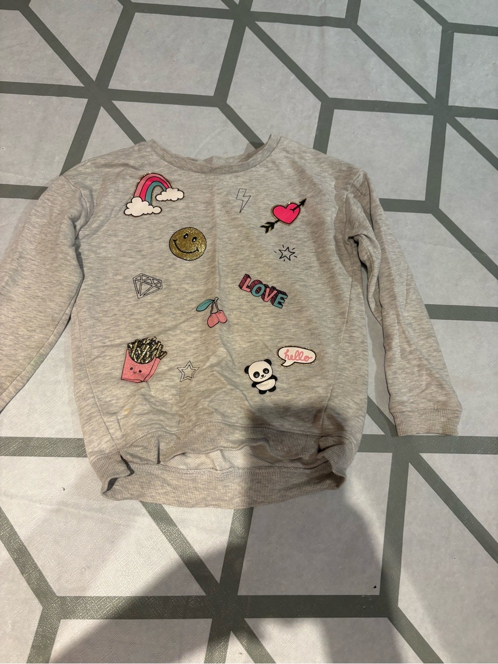 3/15$ Kids Gray Graphic Sweatshirt with Cute Icons